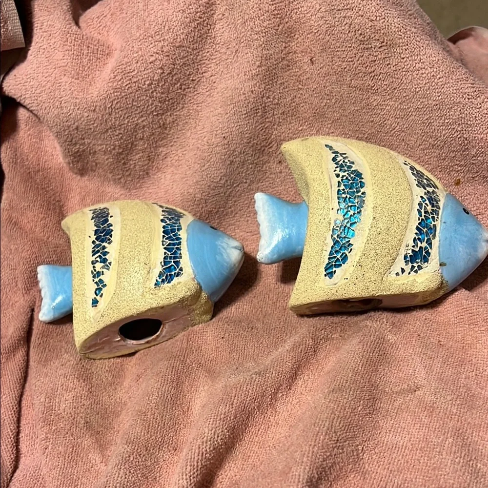 Decorative Fish Ornament - Blue and Cream